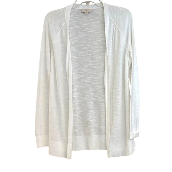 Loft Outlet Women's Open Front Slub Sweater Long Sleeve Sheer Ivory Size S - Picture 6 of 6